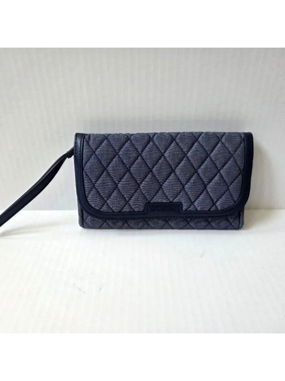 Vera Bradley Trimmed Wristlet Moonlight Navy Wallet Quilted Chambray Denim